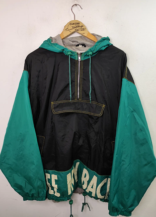 Cortavientos negro y verde capucha вінтаж 90-х  l