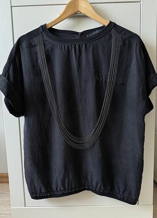Блузка-топ жіноча zara 100% натуральний шовк розмір м чорна
