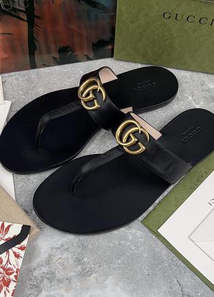 Gucci double gg buckle marmont thong sandal женские сандалии шлепанцы кожа оригинал 38 eur