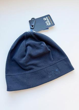 Темно-синяя флисовая шапка jack wolfskin real stuff beanie
