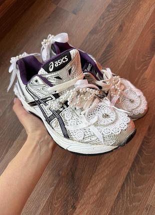 Кросівки asics білі кастомізовані жіночі 37, 5 24 см