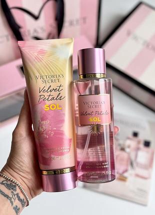 Спрей та лосьйон для тіла velvet petals sol victoria’s secret