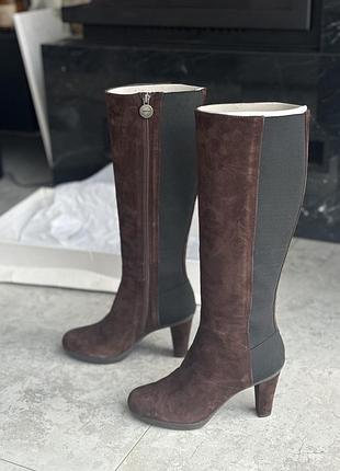 Жіночі чоботи geox d inspiration stiv stretch boot, розм 38 нові замшеві коричневі чоботи високі ботінки женские сапоги