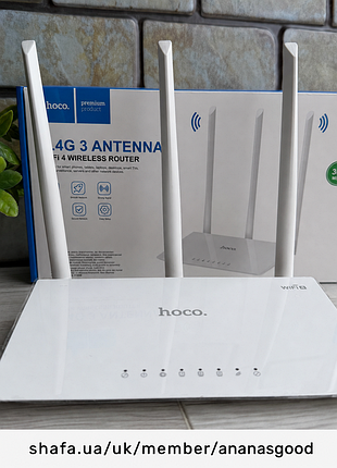 Wi-fi роутер hoco hi30 2.4 ггц 300 мбит/с, беспроводной маршрутизатор 1 wan + 3 lan для дома и офиса