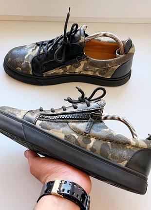 Мужские кожанные низкие кеды giuseppe zanotti frankie