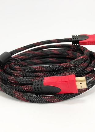Кабель усиленный 5м переходник адаптер hdmi-hdmi папа-папа аудио видео шнур в обмотке lh-87