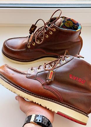 Высокие мужские кожаные ботинки moc-toe evisu