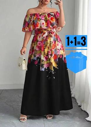 Довга сукня в квітковий принт без пояса shein 4xl