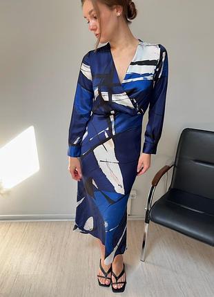 Сатинова сукня атласне плаття zara міді приталена