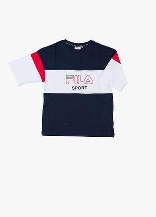 Жіноча стильна базова спортивна футболка fila з написом у смужку