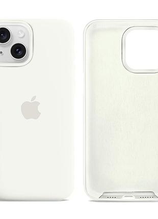 Чохол силіконовий silicone case full size для iphone 13 захисний із мікрофіброю всередині білий
