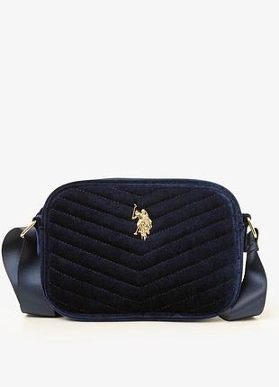 Жіноча велюрова сумка us polo assn з логотипом
