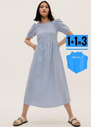 Бавовняна міді сукня у клітинку m&s 12