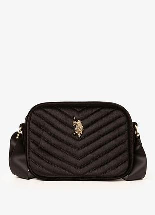 Жіноча велюрова сумка кроссбоді us polo assn з логотипом