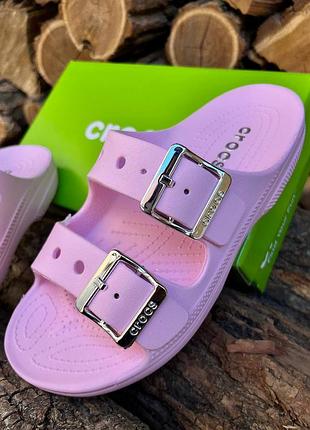 Crocs saturday metallic buckle crocs розовые женские шлепанцы crocs новинка saturday metallic buckle crocs розовые crocs