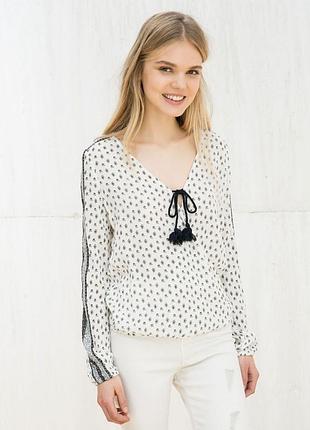 Блузка bershka s/ m на запах, в бохо, етно стилі, сорочка, топ, блуза