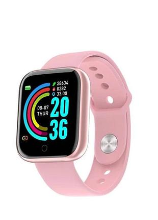 Фитнес браслет d20 smart watch y68 трекер пульсометр розовый