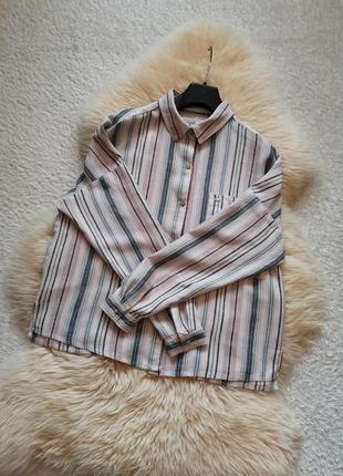 Лляна сорочка оверсайз pull&bear