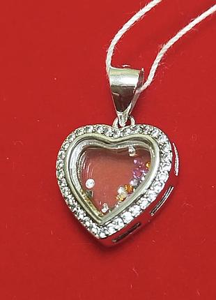 Срібна підвіска  серце в стилі chopard
