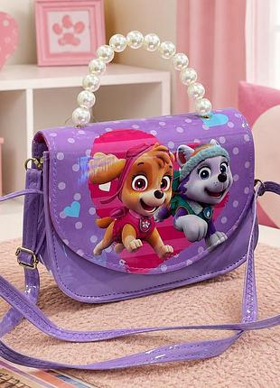 Детская сумочка paw patrol щенячий патруль для девочки через плечо, фиолетовая, экокожа, с длинным ремешком, 17×12×7 см