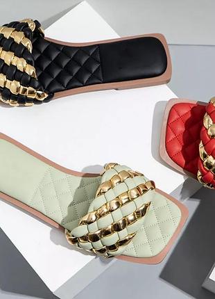 Шлепанцы с плетением новинка 2021