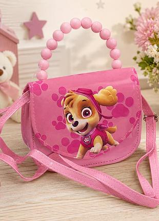Дитяча сумочка paw patrol щенячий патруль через плече з перлинковою ручкою, екошкіра, 15×12×6 см