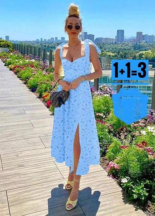🥰 міді сукня з розрізом в квітковий принт m