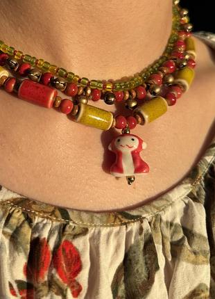 Намисто подвійне з мавпочкою