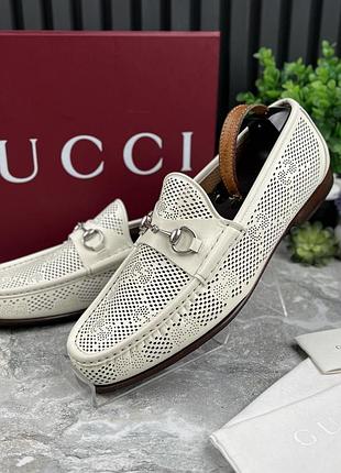Gucci 1953 horsebit perforated loafers мужские туфли лоферы кожа оригинал 47 eur