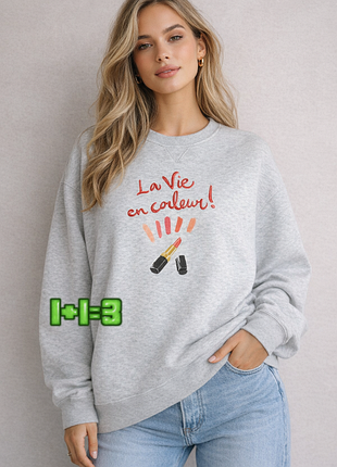 💝1+1=3 стильный серый утепленный женский свитшот свитер на флисе h&amp;m, размер 48 - 50