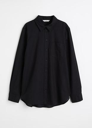 Чорна сорочка з бавовни та льону  h&m