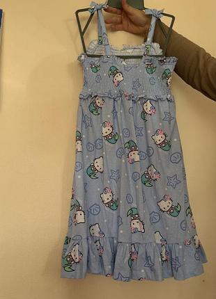 Сукня для дівчинки блакитна з принтом hello kitty