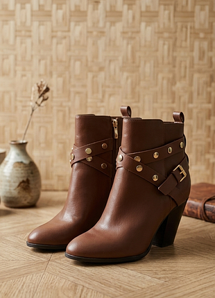 Коричневые ботильоны на каблуке nine west, размер 9w (40 / стелька 26.5 см)