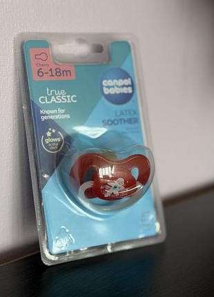 Нова латексна пустушка canpol babies true classic (6-18 міс), світиться в темряві