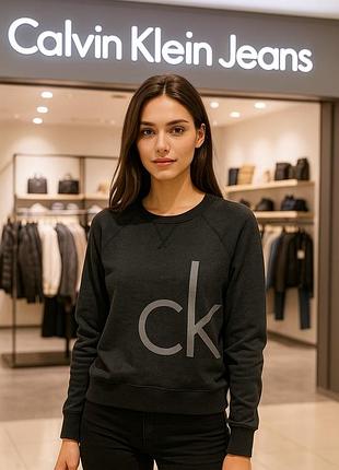 Світшот жіночий calvin klein jeans сіро чорний розмір m поліестер бавовна