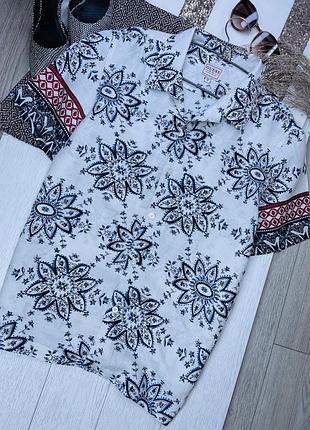 Лляна сорочка guess m сорочка унісекспряма сорочка з льону в принт сорочка літня