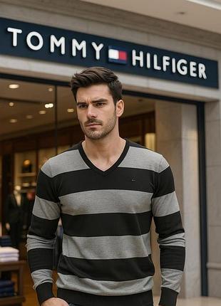 Светр чоловічий tommy hilfiger | чорно-сірий | розмір m | бавовна + нейлон
