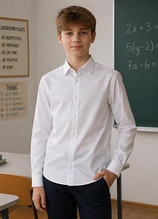 Сорочка для хлопчика m&s, біла, розмір (12-13 yrs), бавовна та поліестер