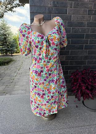 Легка літня мінісукня в яскравий квітковий принт 🌸🌸🌸