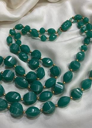 ✨💚 дворядне вінтажне гсмарагдове намисто ретро пластик 💚✨