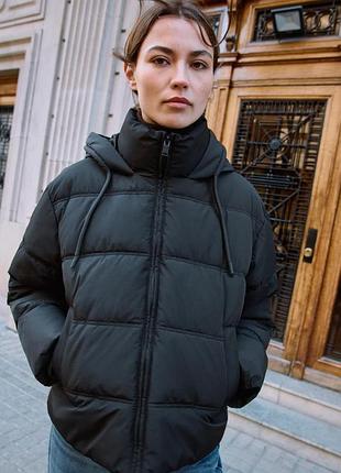 Короткий анорак куртка water repellent windproof с капюшоном зара zara m