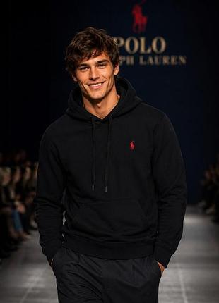 Мужское худи polo ralph lauren черное, размер m (100% хлопок)