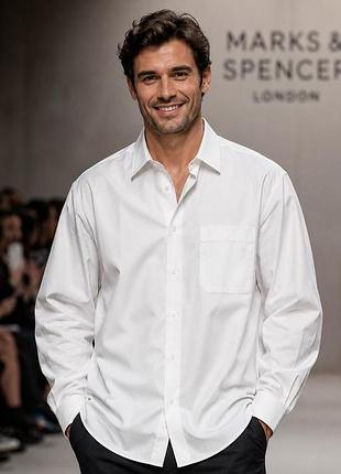 Рубашка мужская marks &amp; spencer белая l (pure cotton)
