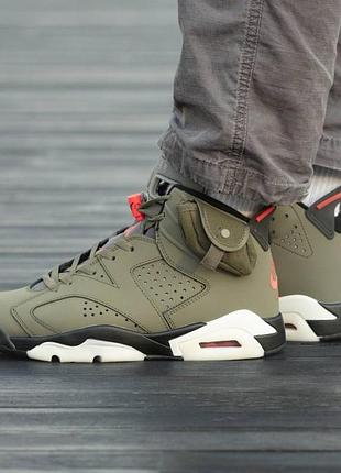 Мужские кроссовки jordan retro 6 x trawis scott haki / smb+ 🔗