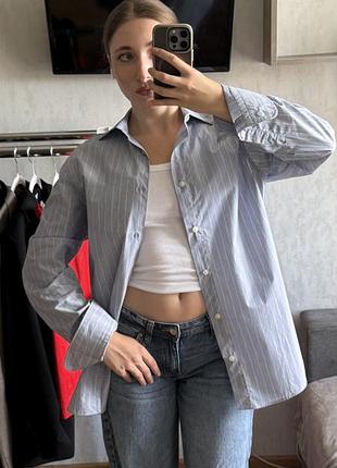Блакитна сорочка в смужку від zara