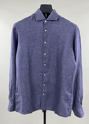 Чоловіча сорочка hackett mayfair classic-fit linen purple color розмір - м/л