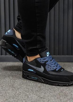 Мужские кроссовки nike air max 90 black blue / smb+ 🔗