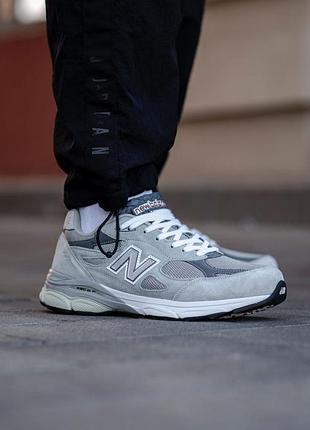 Мужские кроссовки new balance 990 v3 grey/white / smb+ 🔗