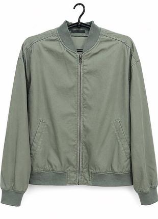 Uniqlo оливкова хакі куртка-бомбер на блискавці з трикотажною резинкою