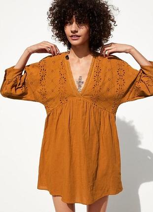 Льняний ромпер у стилі бохо від zara